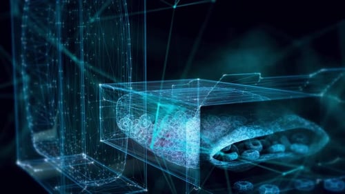 Paper Box With Scattered Cornflakes Hologram Close Up Hd