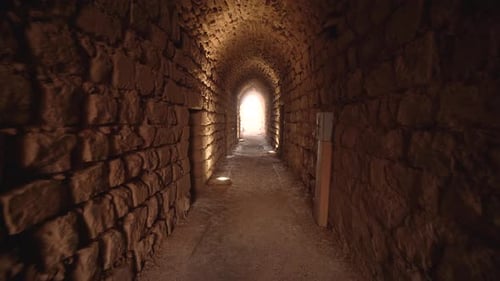 Long Narrow Path With Stone Walls from Each Side in the of Ruins of Kerak Castle
