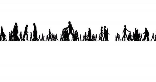 Animated Walking Crowd Black Silhouettes