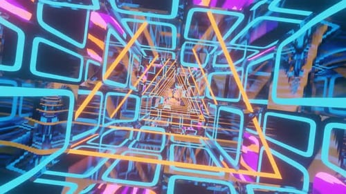 Abstract Flying in Futuristic Corridor Seamless Loop Background