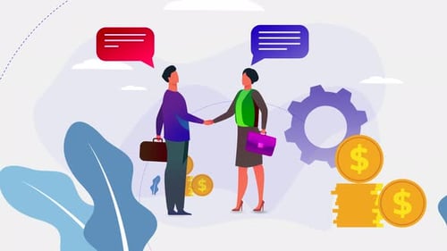 Animated Business Partnership Handshake Agreement