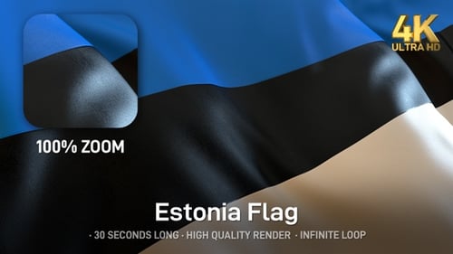 Realistic Waving Estonia National Flag Animation