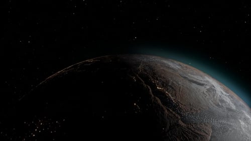 Planet Earth Rotating from Space with City Lights