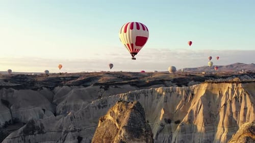 Hot Air Balloons Over Cappadocia at Sunset
