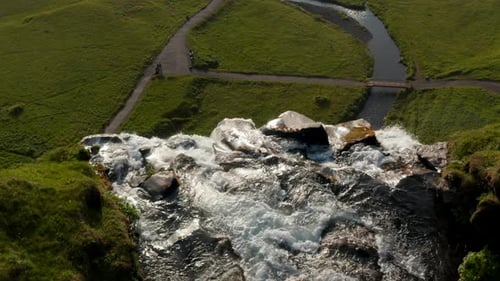Breathtaking Bird Eye View of Skogafoss Waterfall in Iceland
