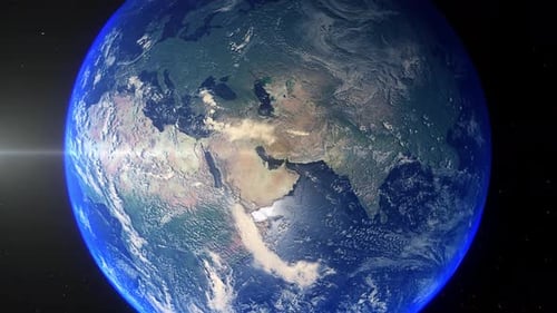 Realistic Earth Zoom Out Clouds Persian Gulf And Stait Of Hormuz