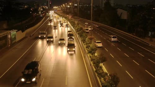 Night Traffic on Multi-Lane Highway