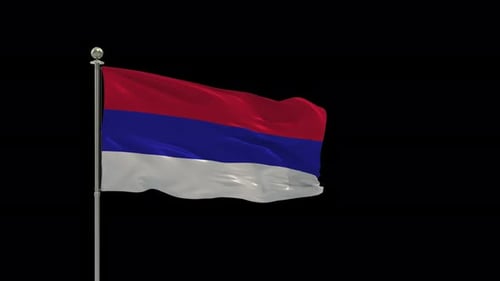 Realistic Waving Flag with Red, Blue, and White Stripes