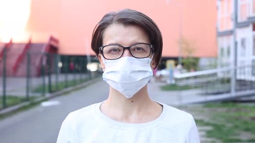 Adult Woman Wearing Face Mask Close Up