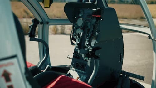 Panorama of the Helicopter Cockpit and Dashboard Inside