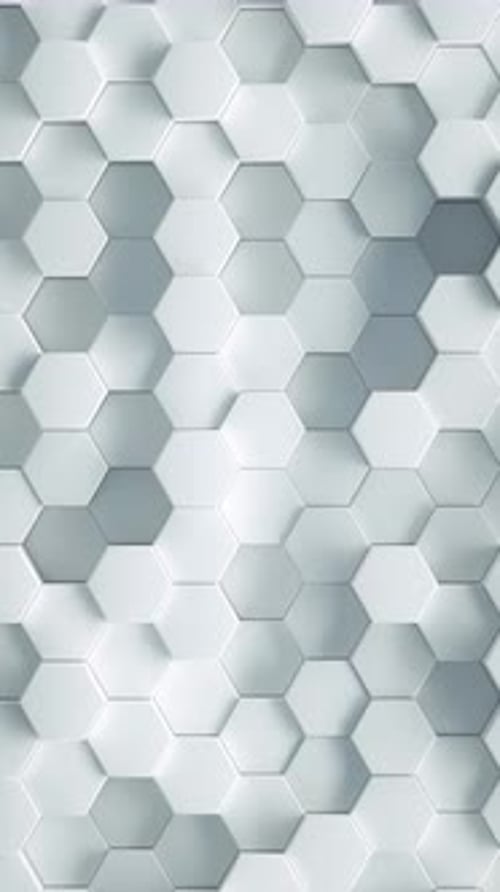 Fond vertical hexagonal géométrique blanc. Concept futuriste et technologique. Animation de rendu 3D