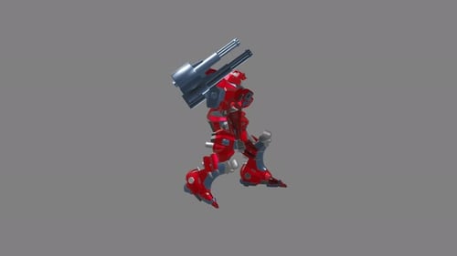 Futuristic Combat Robot Mech Rotating 360 Loop Animation