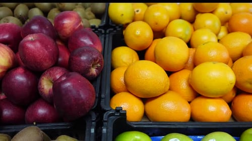 Fresh Fruit Display at a Vibrant Grocery Market