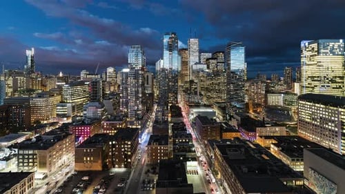 Toronto, Canada, Timelapse - The Financial district of Toronto during the blue hour