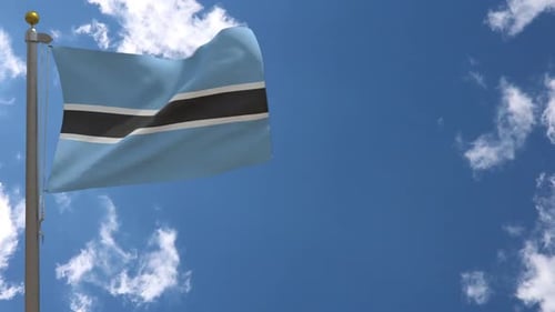 Botswana Flag Waving in Blue Sky Realistic Animation