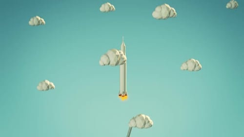 Low Poly Rocket Launch Into Outer Space Animation