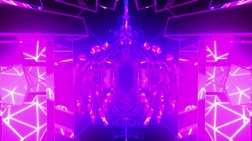 Abstract Neon Geometric Tunnel Flythrough Loop