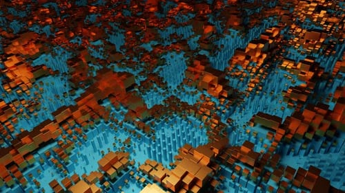 Cyber Field with 3d Wave Squares