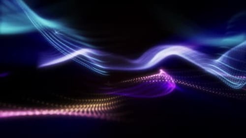 Abstract Glowing Particle Waves Motion Background Loop