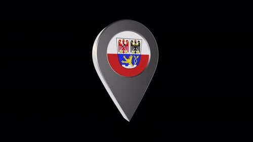 3d Animation Map Navigation Pointer With Flag Of Erlangen (Germany) With Alpha Channel - 4K