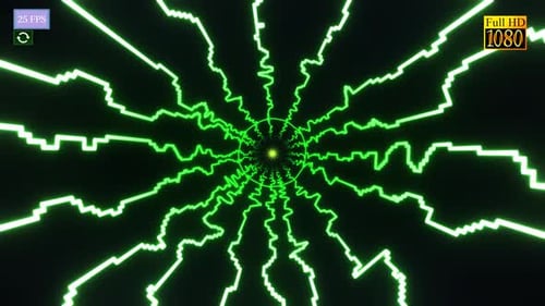 Dynamic Glowing Green Abstract Neon Tunnel Loop