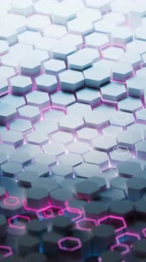 Futuristic Glowing Hexagon Grid Loop Background