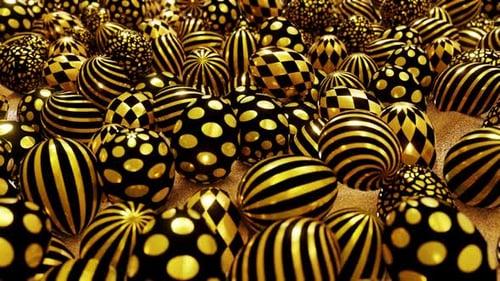 Dynamic Abstract Gold and Black Patterned Spheres Background