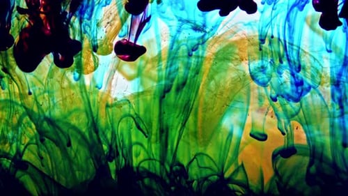 Colorful Ink Swirls in Water Abstract