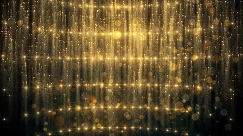 Sparkling Golden Particles and Light Streaks Background Loop