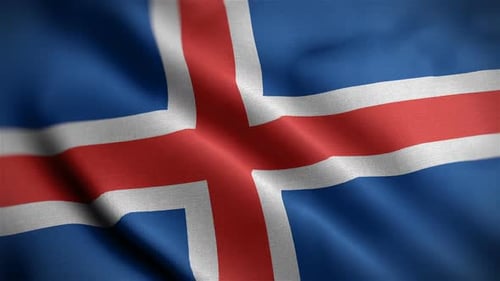 Realistic Waving Iceland Flag Animation