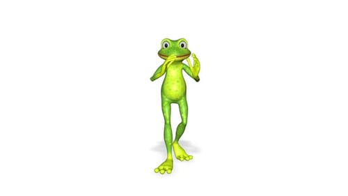 3D Cartoon Frog Waving and Pointing Animation