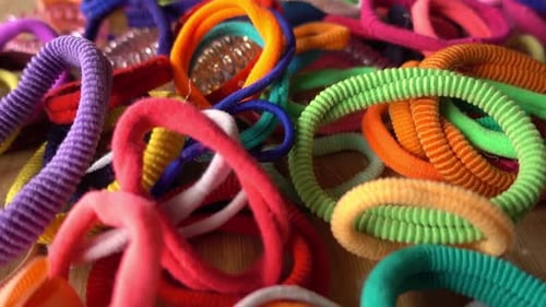 Colorful Hair Ties in Pile Close Up