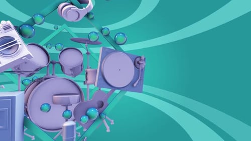 Dynamic Music Equipment and Instruments Abstract Background Animation