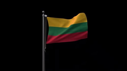 Litauische Flagge auf Flaggenmast mit Alphakanal