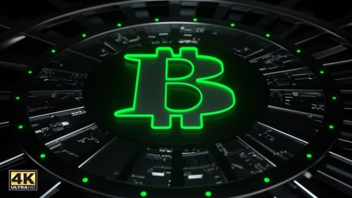 Dynamic Bitcoin Logo Intro With Green Neon Glow