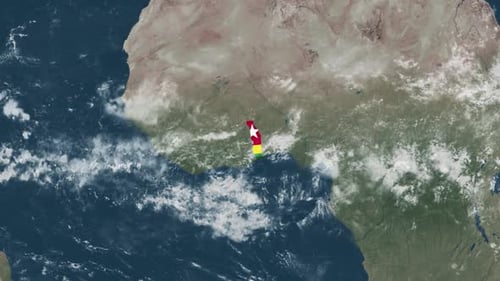 Earth Zoom into Togo Map with Flag