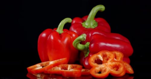 Fresh Red Bell Peppers in Still Life