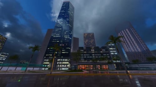 Empty City Street After Rain