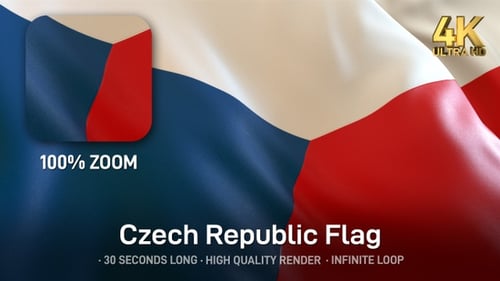 Realistic Czech Republic Flag Waving Seamless Loop