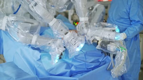 Surgical Robot Performing Operation in Hospital