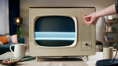 Vintage TV with Static on Screen