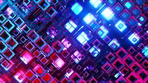 Abstract Neon Glowing Cubes Grid Seamless Loop Background