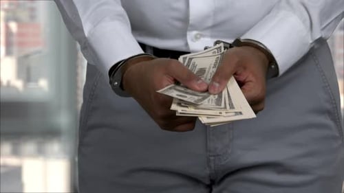 Adult Counting Cash While Handcuffed