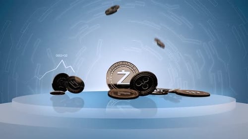 3D Cryptocurrency Coin Drop and Market Growth Animation