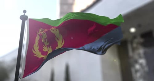 Eritrea National Flag Waving in Realistic Animation