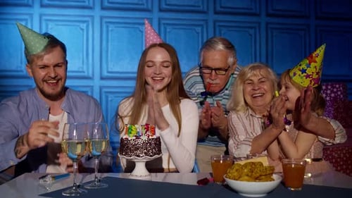 Happy Family Celebrates Birthday Together