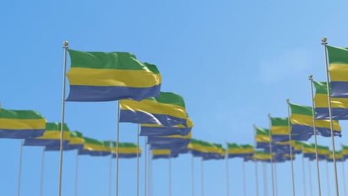 Gabon Row Of Flags 3D Animation