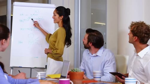 Business executive giving presentation