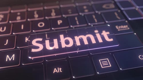 Teclado de computador futurista e tecla de envio transparente