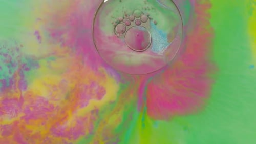 Colorful Abstract Background with Swirling Colors and Bubbles